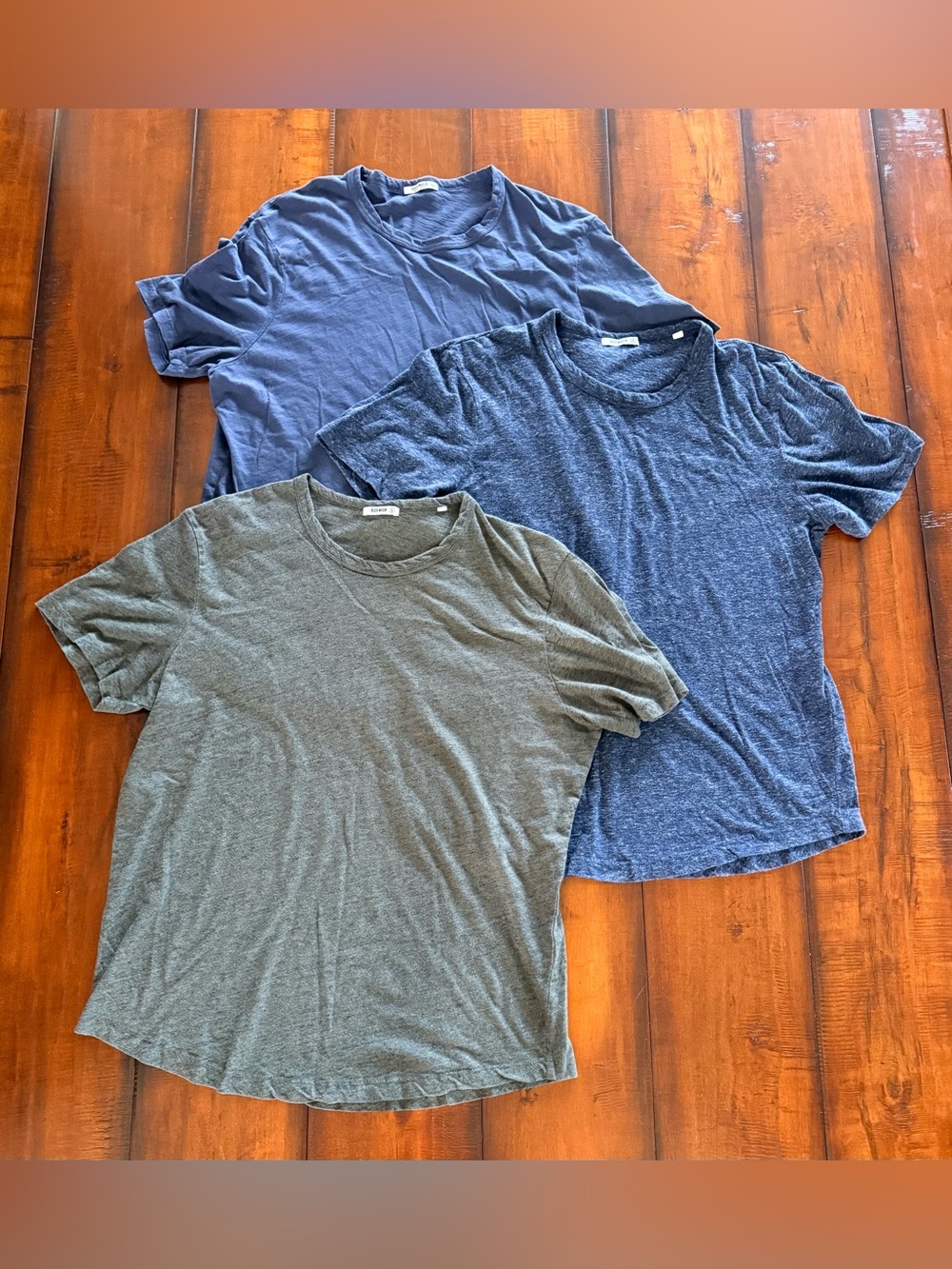 Buck Mason Short Sleeve Crew Tee Trio — Olive & Two Blues